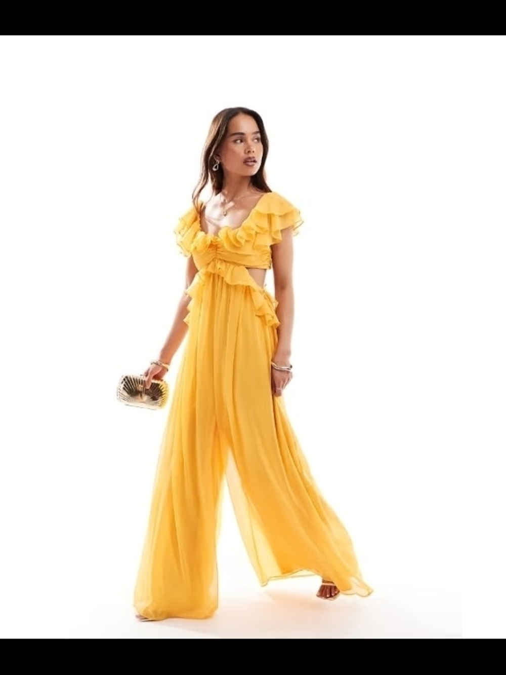 ASOS Yellow Ruffle Wide-Leg Jumpsuit